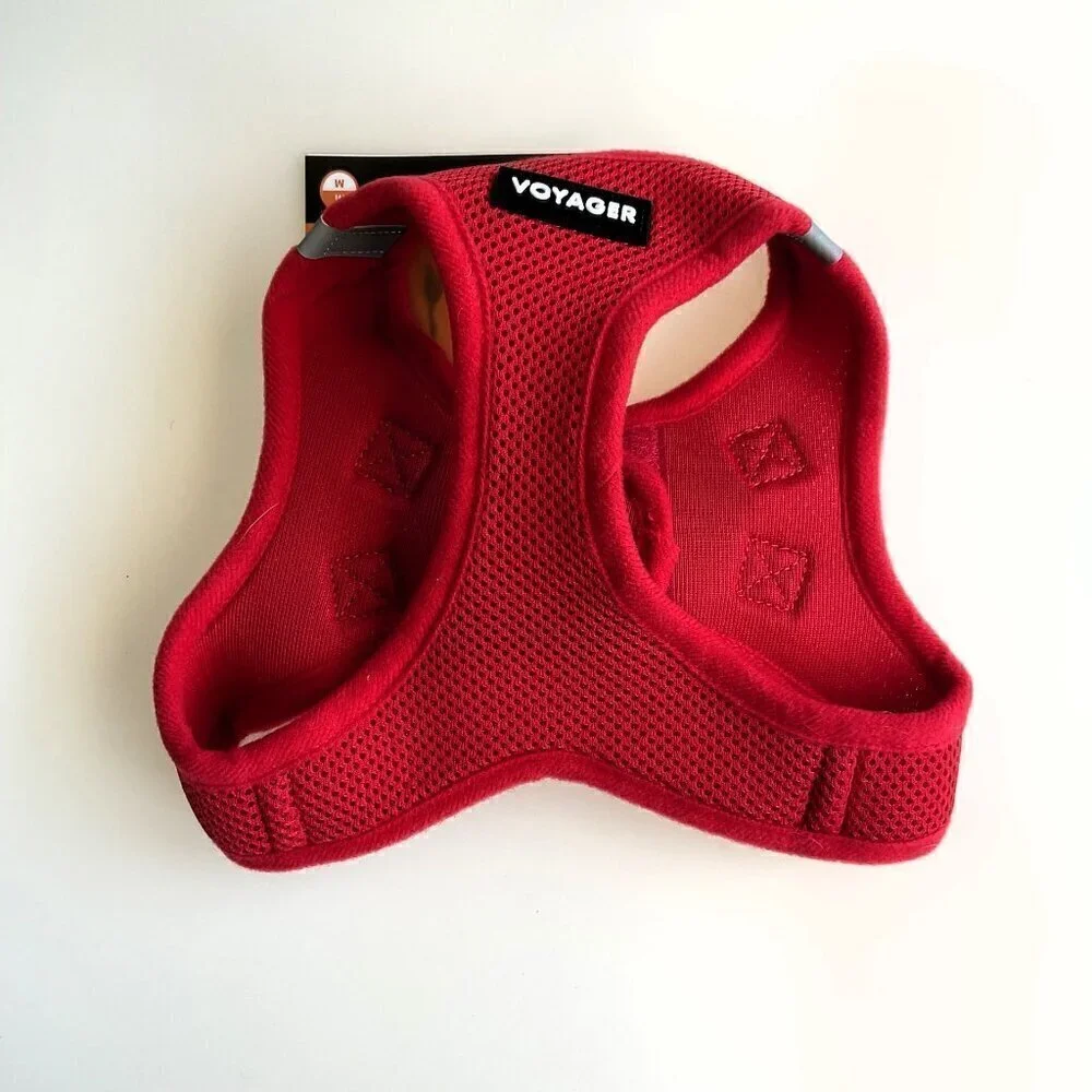 RED STEP-IN MESH DOG PET HARNESS